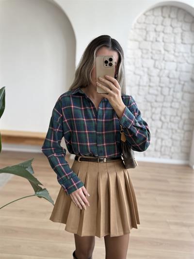 Bordo-Yeşil Ekose Desen Gömlek