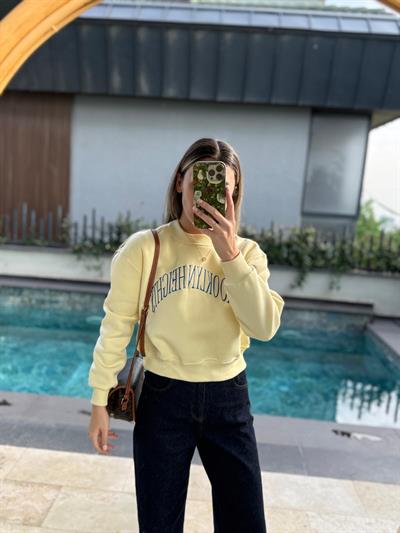 Brooklyn Heights Nakışlı Sarı Sweat