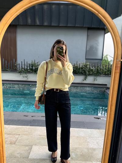 Brooklyn Heights Nakışlı Sarı Sweat