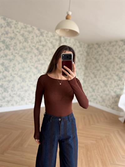 Bs Transparan Kahverengi Bluz 