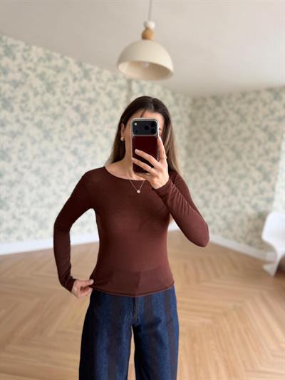 Bs Transparan Kahverengi Bluz 