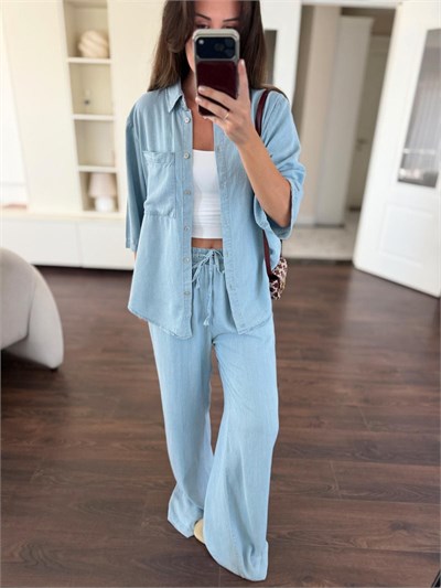 Buz Mavi Tencel Denim Takım 