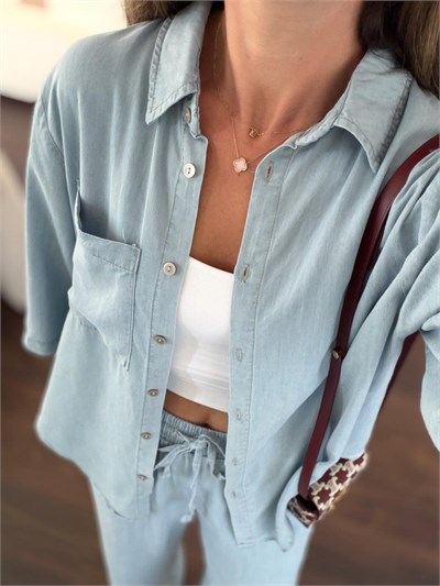 Buz Mavi Tencel Denim Takım 
