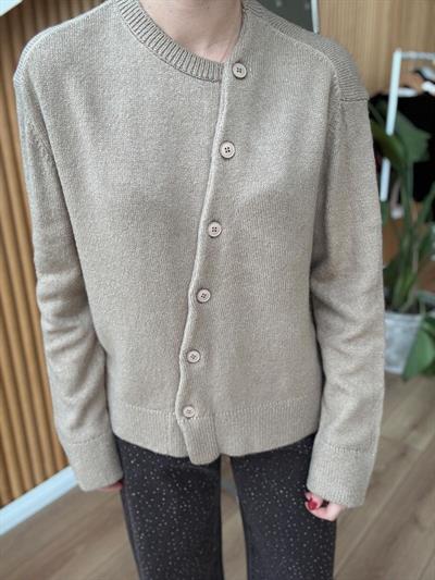 Çapraz Düğmeli Vizon Hırka