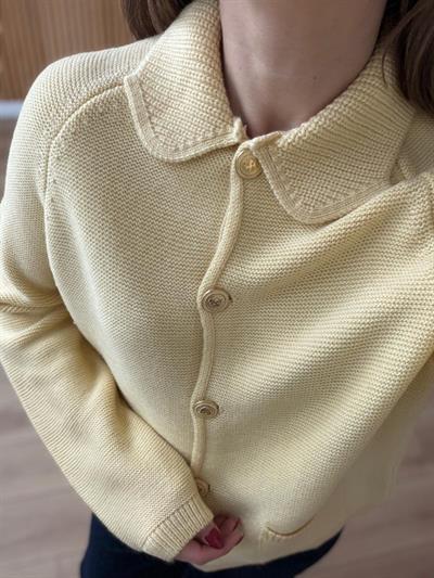 Cepli Düğmeli Sarı Hırka