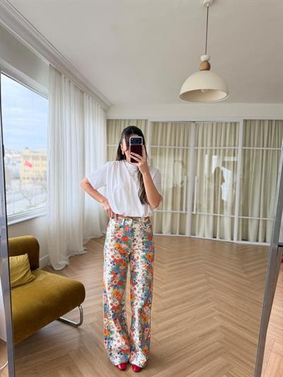 Çiçek Desenli Pantolon