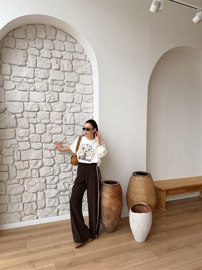 Çiçek Nakışlı Baskılı Sweatshirt