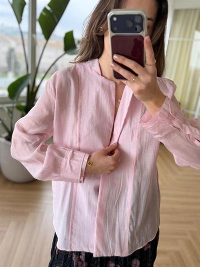 Çift Manşet Pembe Gömlek