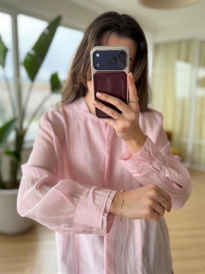 Çift Manşet Pembe Gömlek