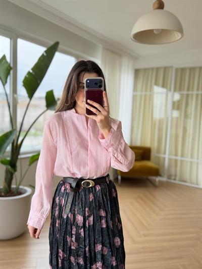 Çift Manşet Pembe Gömlek