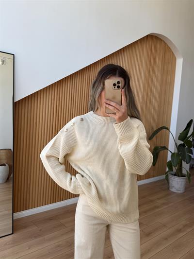 Çıkarılabilir Atkılı Ekru Kazak