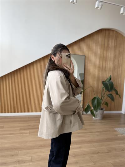 Çıkarılabilir Kürk Yakalı Bej  Mont