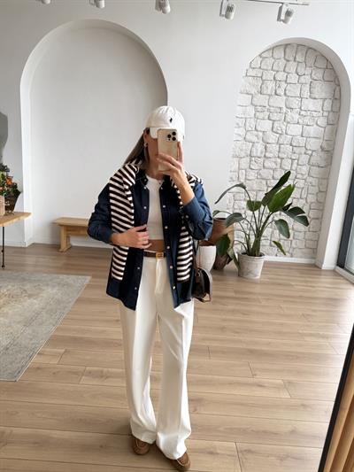 Çıt Çıt Düğmeli Tensel Denim Gömlek