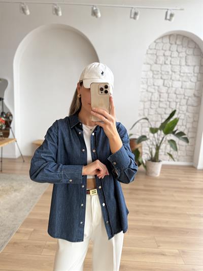 Çıt Çıt Düğmeli Tensel Denim Gömlek