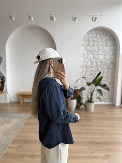 Çıt Çıt Düğmeli Tensel Denim Gömlek