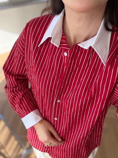 Çizgili Kırmızı Gömlek