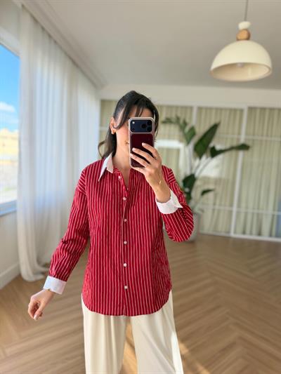 Çizgili Kırmızı Gömlek