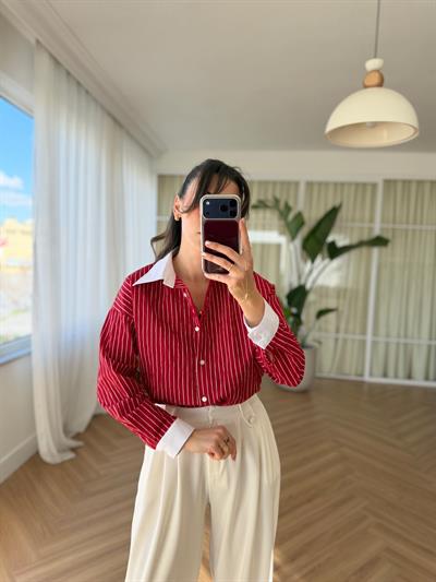 Çizgili Kırmızı Gömlek