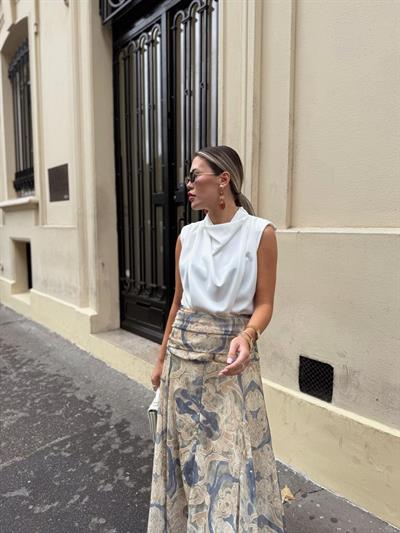 Degaje Yaka Ekru Bluz