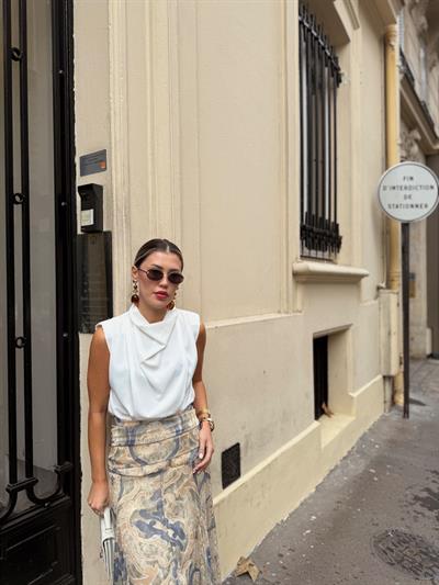 Degaje Yaka Ekru Bluz