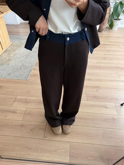 Denim Garnili Kahverengi Eşofman Takımı