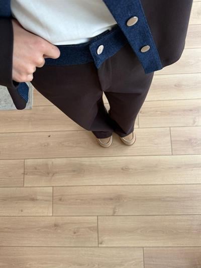 Denim Garnili Kahverengi Eşofman Takımı