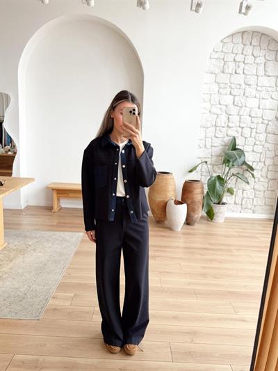 Denim Garnili Lacivert Eşofman Takımı