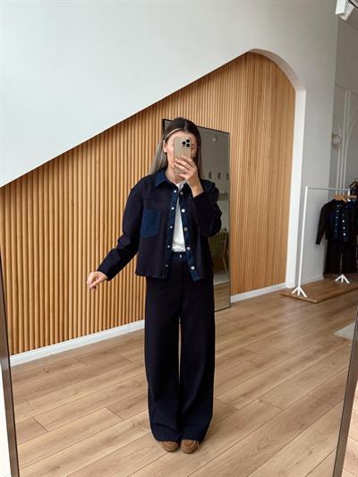 Denim Garnili Lacivert Eşofman Takımı