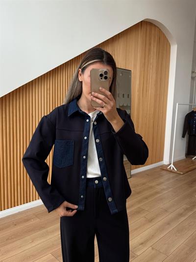 Denim Garnili Lacivert Eşofman Takımı