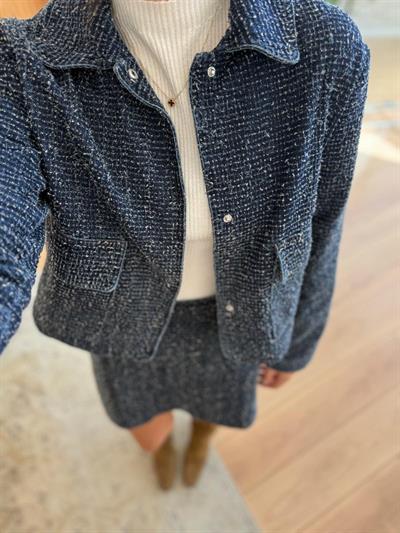 Denim Tüvit Etek-Ceket Takım