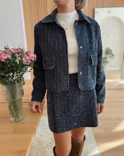 Denim Tüvit Etek-Ceket Takım