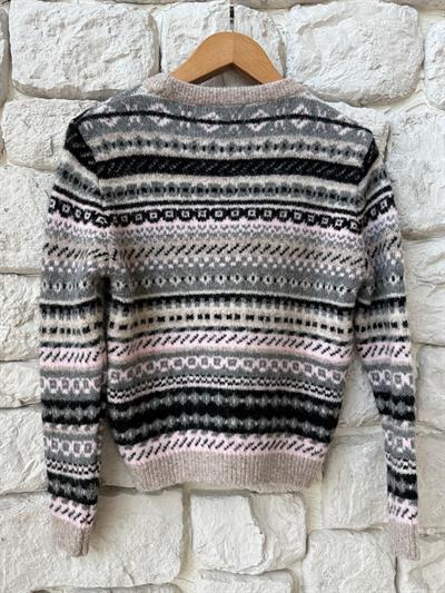 Desenli Pembe Gri Kazak