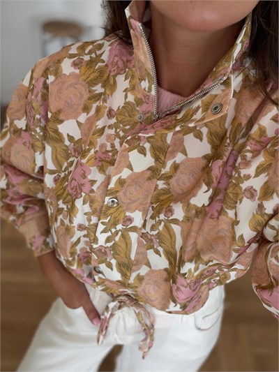 Dik Yaka Floral Desen Ceket