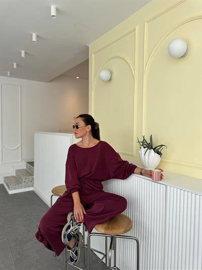 Düğüm Detaylı Modal Bordo Eşofman Altı