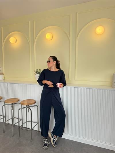 Düğüm Detaylı Modal İndigo Eşofman Altı