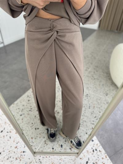 Düğüm Detaylı Modal Vizon Eşofman Altı