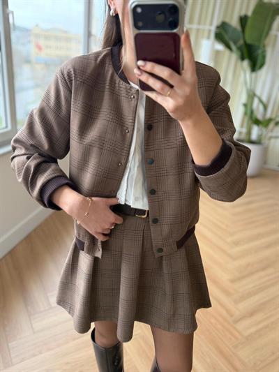 Ekose Desen Bomber Ceket