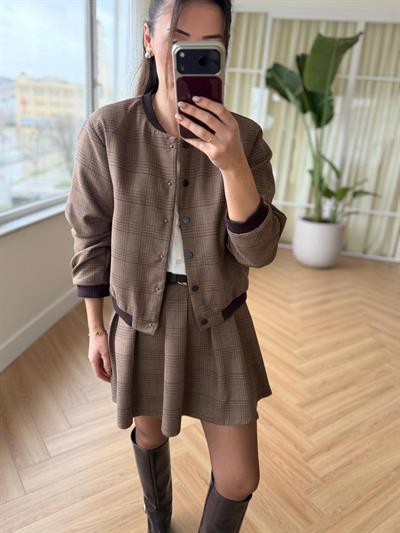 Ekose Desen Bomber Ceket