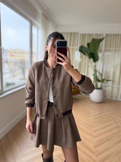 Ekose Desen Bomber Ceket
