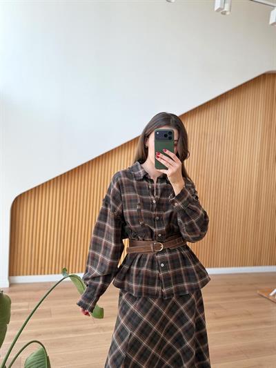 Ekose Desenli Eskitme Gömlek