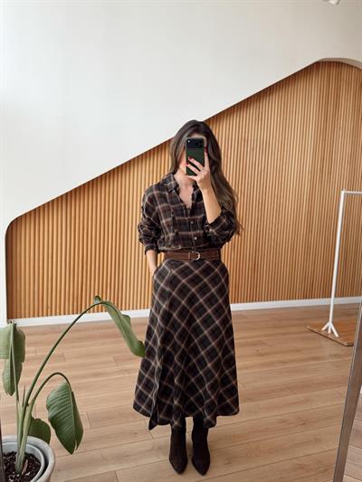 Ekose Desenli Eskitme Gömlek