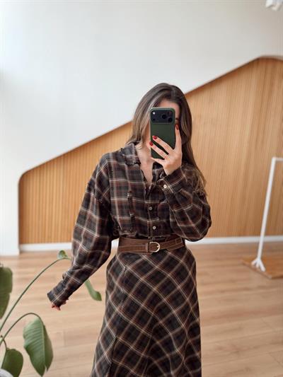 Ekose Desenli Eskitme Gömlek