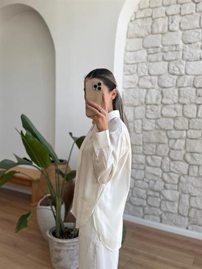Ekru Oversize Gömlek