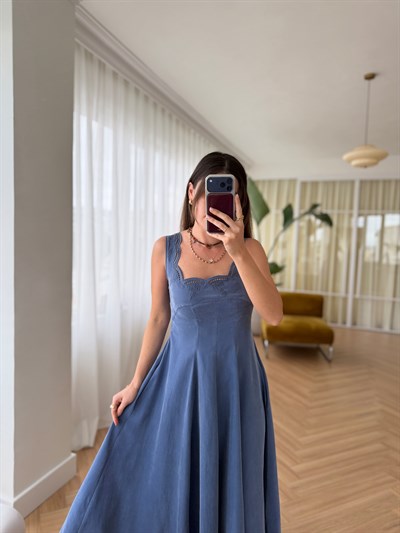 Elanor İndigo Tencel Elbise