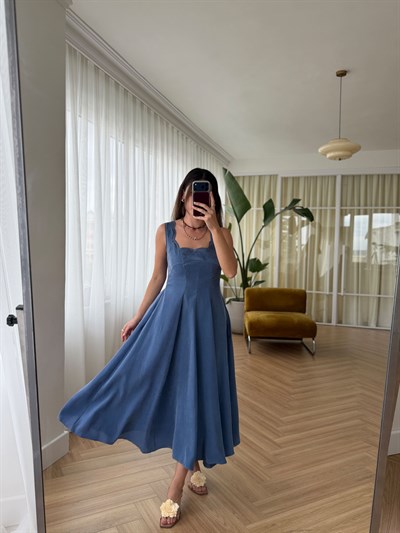Elanor İndigo Tencel Elbise