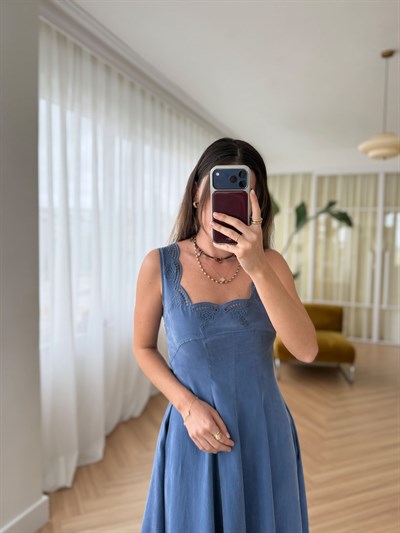 Elanor İndigo Tencel Elbise