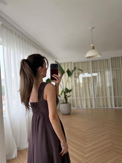Elanor Kahverengi Tencel Elbise