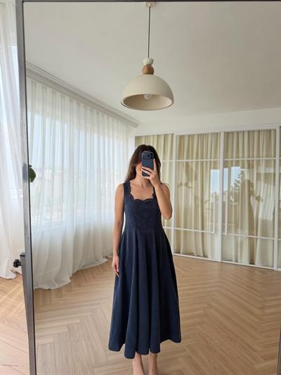 Elanor Lacivert Tencel Elbise