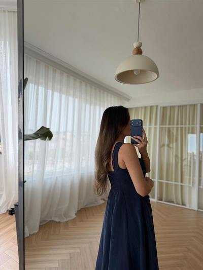 Elanor Lacivert Tencel Elbise