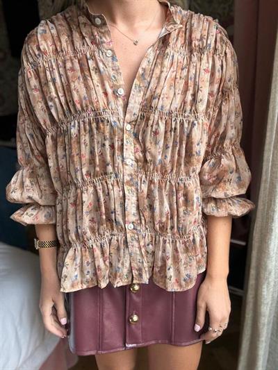 Elya Gipe Detaylı Floral Desen Gömlek